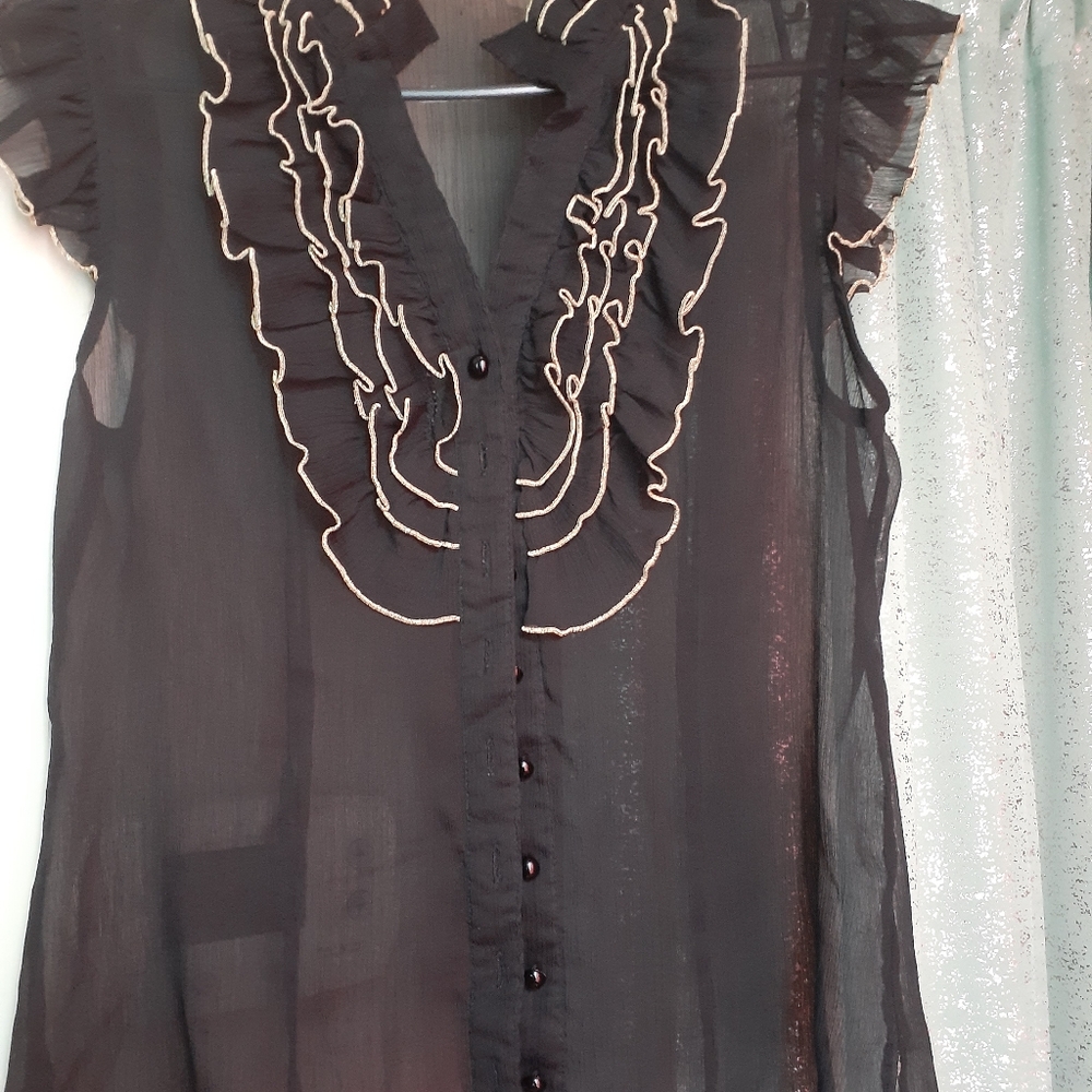 Love Notes Shear Blouse With Gold